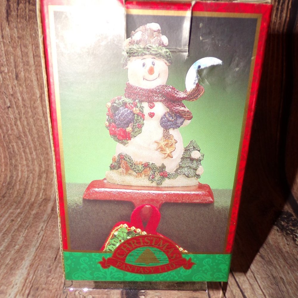 Christmas Fantasy LTD Snowman Cast Iron Snow man Wreath Stocking  Hanger